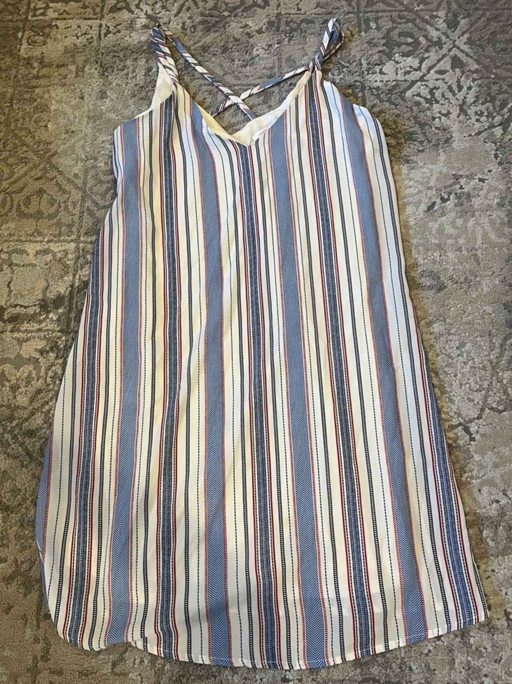 Xhilaration Blue, White & Red Striped Slip Dress
